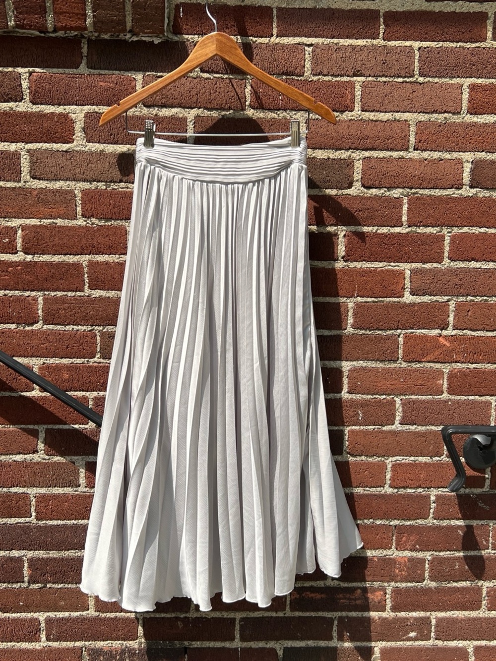 WD.NY Silver Pleated Maxi Skirt